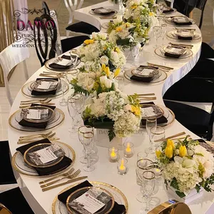 Table de mariage en forme de S, plateau à manger de haute qualité, blanc MDF