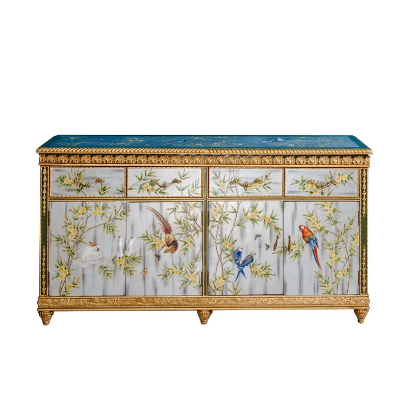 China supplier unique design antique table with good price painted carved sideboards for home hot sales vintage furniture