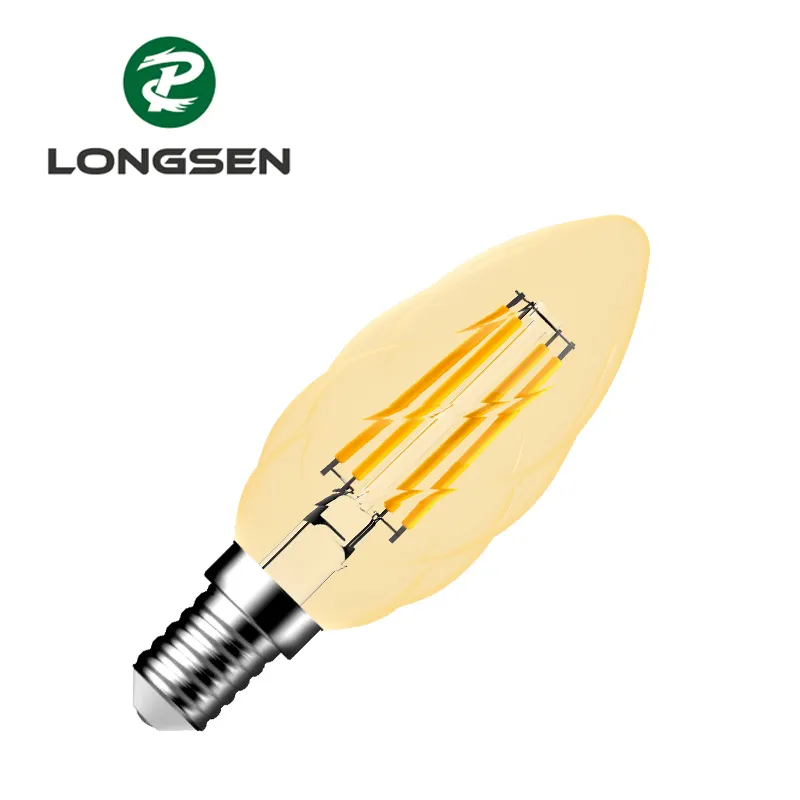 LED candle bulb with filament chip E14