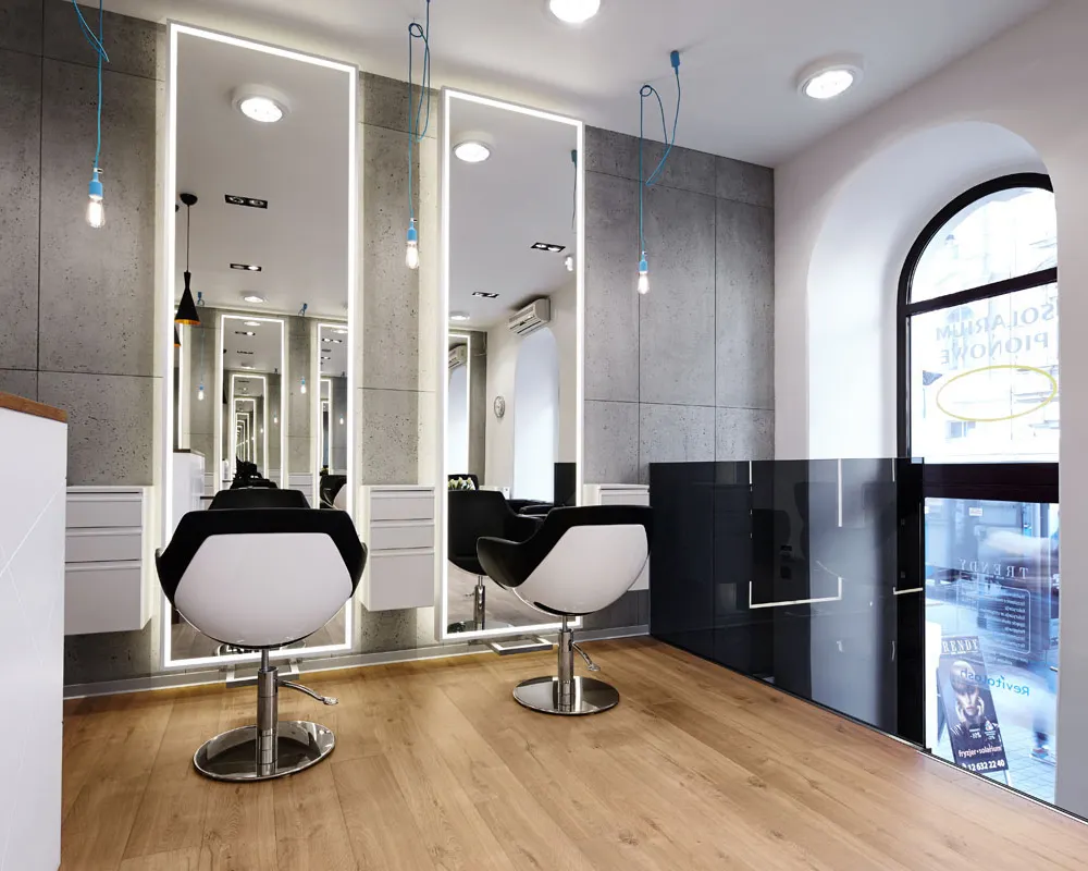 Hot sale hair salon furniture barber shop mirror station 3D interior design