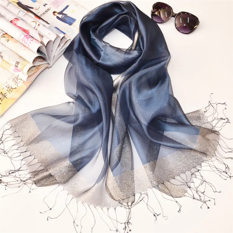 New Fancy Spring Summer Fashion Layer Organza Two tone Silk Scarf For Women Lady From China