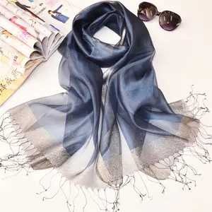 Foulard de fantaisie en Organza à deux tons pour femmes, écharpe en soie, à la mode, printemps et été, de chine, nouvelle collection