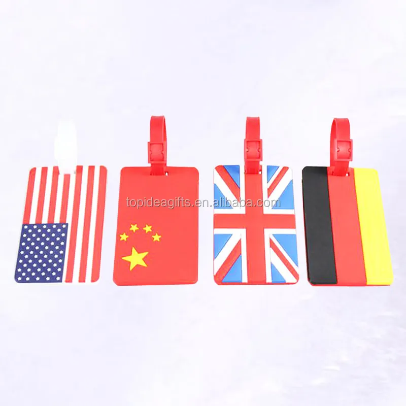 Customized national silicone flag tags UK PVC Flag Tags American Flag Luggage and Bag Tags