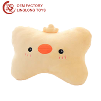 Oreiller de couchage personnalisé de forme carrée avec deux oreilles coussin visage d'animal de dessin animé pour la protection du cou oreiller lombaire en peluche ours