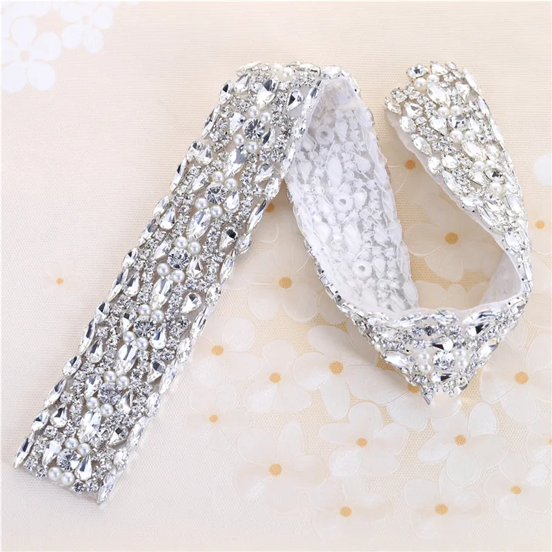 Qiao — garniture en strass LG1224, accessoires de mariage en dentelle de cristal clair et argent pour bricolage