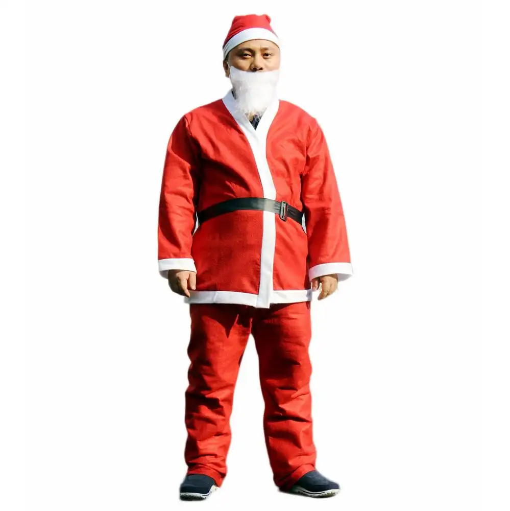 सस्ता थोक पेशेवर संगठन बच्चों संत क्लॉस कपड़े सूट पुरुषों रनिंग के लिए क्रिसमस सांता क्लॉस वेशभूषा महसूस किया