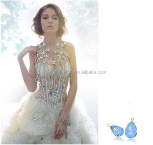 Opal màu giọt nước hình dạng may trên hạt may trên hạt pha lê - Product Image 3