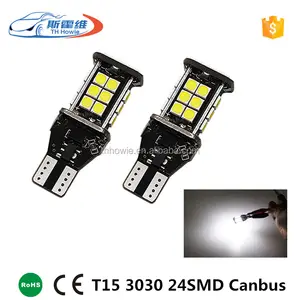 높은 전원 오류 무료 T15 W16W 3030 24SMD Canbus 자동차 Led 백업 테일 라이트 역방향 램프 자동 회전 Singal 브레이크 전구 dc12V