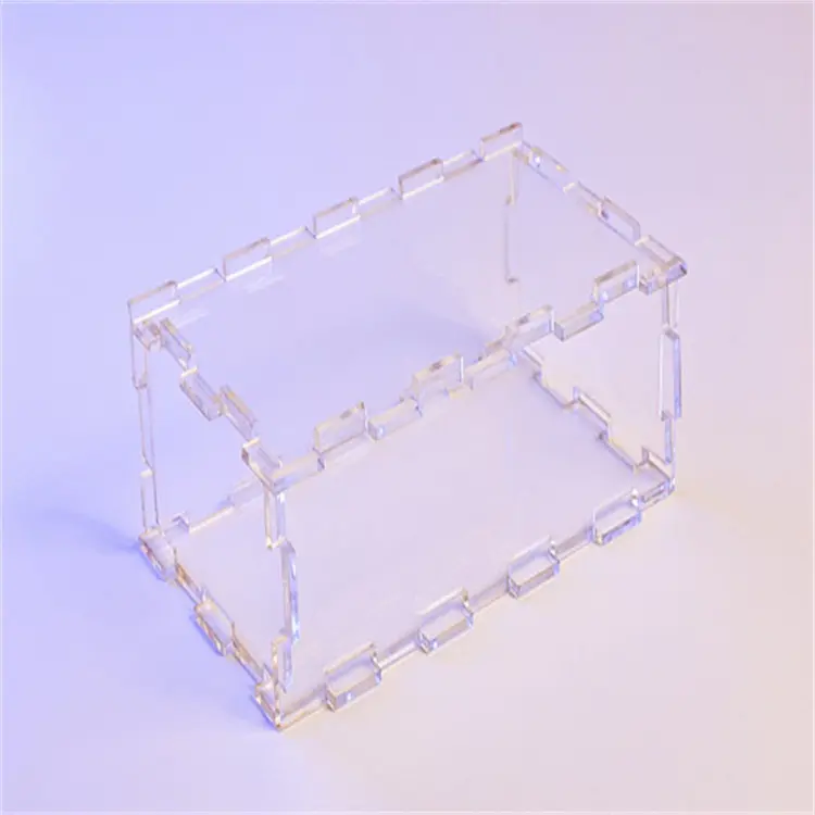 フィンガージョイント付きボックス付きプレキシガラス透明パースペックスプロジェクトエンクロージャレーザーカットアクリル櫛ジョイントボックス