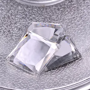 JUNAO 35mm Big Clear White Crystals Sew On Square Rhinestones Appliques Flatback Mirror Stones Sewing Acrylic Crystal Strass