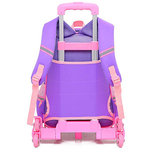 Article populaire 6 roues polyester <span class=keywords><strong>sac</strong></span> à dos détachable dentelle perle décor <span class=keywords><strong>princesse</strong></span> fille chariot cartable - Product Image 5