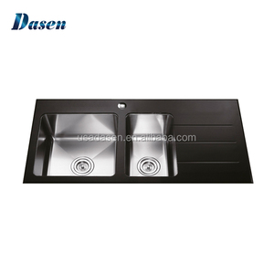 Double bol en <span class=keywords><strong>verre</strong></span> trempé, évier de cuisine, italien - Product Image 2