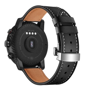 Correa de reloj de cuero de grano superior Vintage con hebilla de mariposa de liberación rápida para <span class=keywords><strong>Huami</strong></span> <span class=keywords><strong>AMAZFIT</strong></span> Stratos <span class=keywords><strong>2</strong></span> - Product Image 5