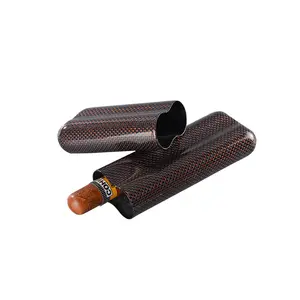 Кожаный чехол для сигар с зажимом из углеродного волокна для путешествий Boshiho