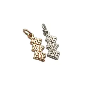 Factory price stamped gold silver brand logo custom metal pendant charm hang jewelry tags for necklace