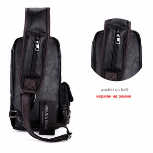 VICUNA POLO Trendige Brusttasche mit Vordertasche Neuerscheinung Casual PU-Leder Große Schwarze Umhängetasche Herrentasche - Product Image 4