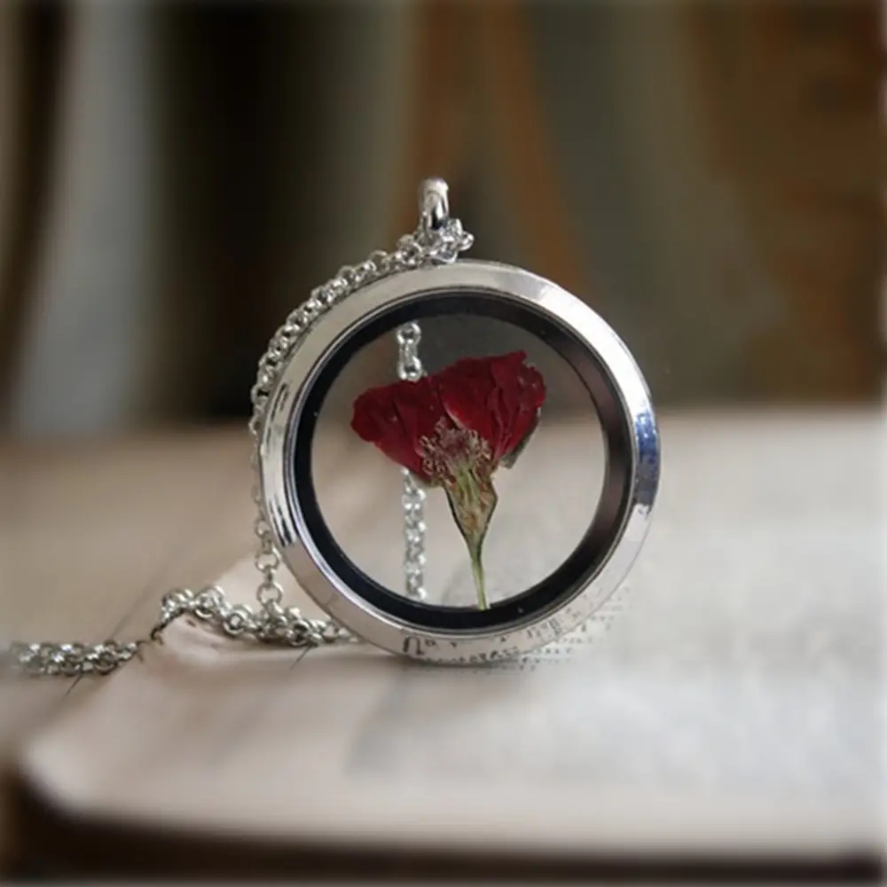 Real Nature Jewellery Forever Rose Locket Glass Terrarium Romantic Gift For Her Girlfriend Women