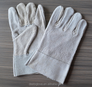 Brown leather cowhide leather <span class=keywords><strong>color</strong></span> match's Working gloves Safety with full cotton lining - Product Image 5