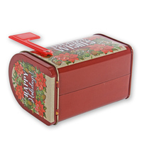 Boîte en métal rectangulaire personnalisée pour cadeau de Noël, en forme de boîte aux lettres avec drapeau rouge, fabriquée en tôle.