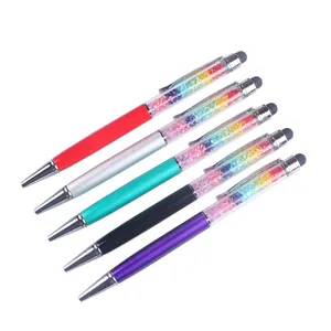 Custom Logo Balpen Luxe Crystal Rainbow Pen Met Stylus