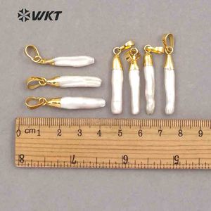 WT-P970 Wholesale Jewelry for Woman Making Charm <strong>Pearl</strong> with Gold Electroplated Stick Shape White Natural <strong>Pearl</strong> <strong>Pendant</strong> - Product Image 5