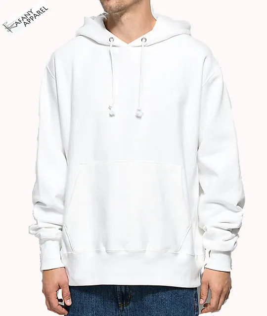 Sweatshirt à capuche en molleton pour hommes, vêtement personnalisé, noir et blanc uni, vente en gros
