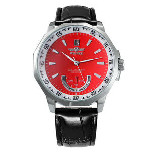 Kazanan erkek otomatik mekanik saatler lüks iş deri kemer adam için otomatik tarih izle - Product Image 6