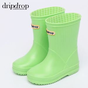 Dripdrop çocuk yağmur çizmeleri yürümeye başlayan/küçük çocuk PVC çizmeler naif su geçirmez Unisex genç yağmur çizmeleri özelleştirilmiş pamuk kumaş