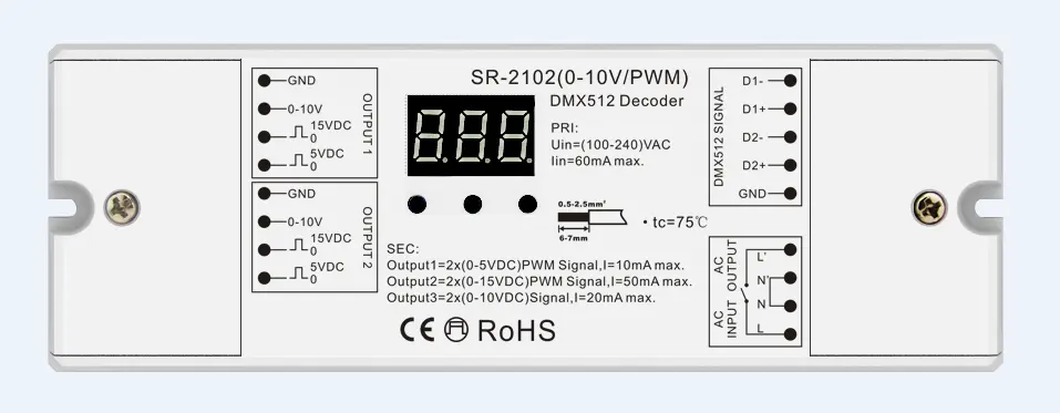 0-10 v अनुरूप संकेत कनवर्टर करने के लिए dmx sunricher SR-2102 (0-10 v/pwm)
