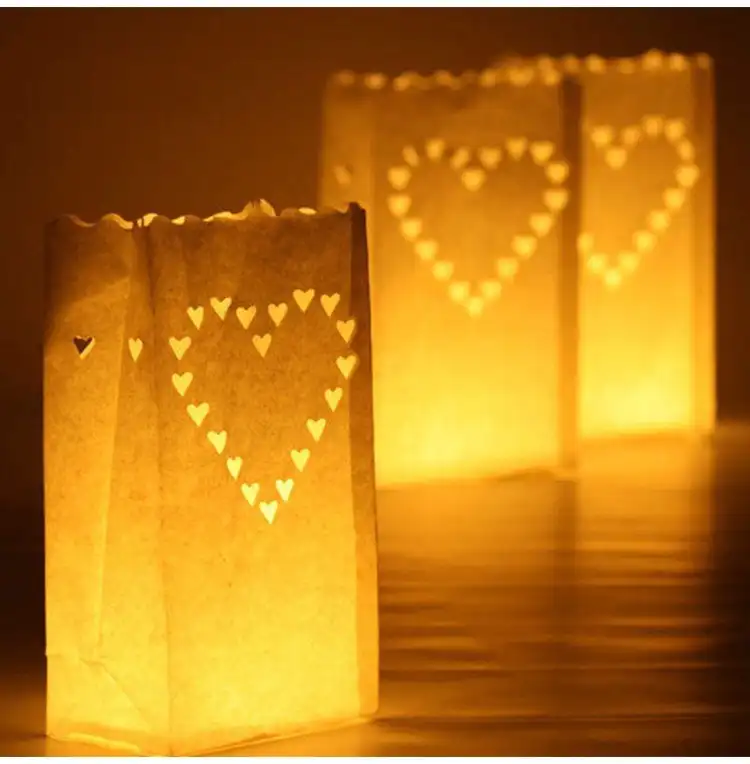 ウェディングハートティーライトホルダールミナリア提灯キャンドルバッグホームバレンタインデーギフトパーティーデコレーション