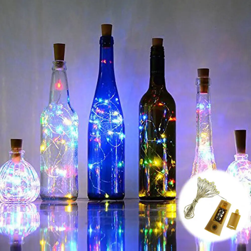Tira de luces LED decorativas con forma de corcho para decoración de botellas de vino, guirnalda de luces para restaurante y fiesta, batería de 1M