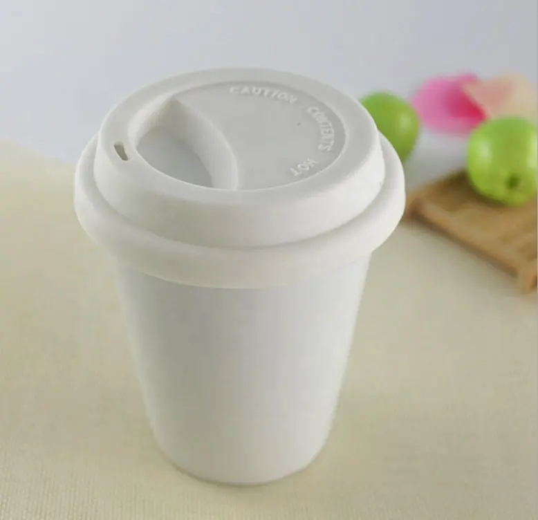 Tazza a sublimazione per caffè da viaggio a doppia parete in ceramica Y con coperchio in silicone per auto e tazze con logo personalizzato caffè in ceramica