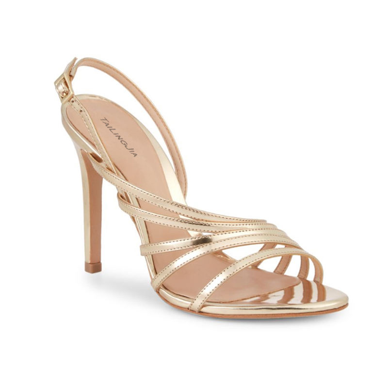 Tacon Fino Sandalias Color Oro Tacon Zapatos De Tacón Alto Para