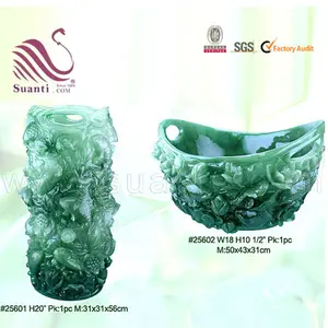 Beautiful Chinese vase jade flowers sculpture vase and fruit bowl