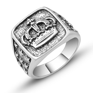 Anillo <span class=keywords><strong>de</strong></span> Sello con Corona <span class=keywords><strong>de</strong></span> Rey y Reina, Nuevo, <span class=keywords><strong>para</strong></span> Hombre y Mujer, Color Plata Vintage, Tallado con Estrellas, Joyería Punk <span class=keywords><strong>para</strong></span> Fiestas, <span class=keywords><strong>Regalos</strong></span> - Product Image 1