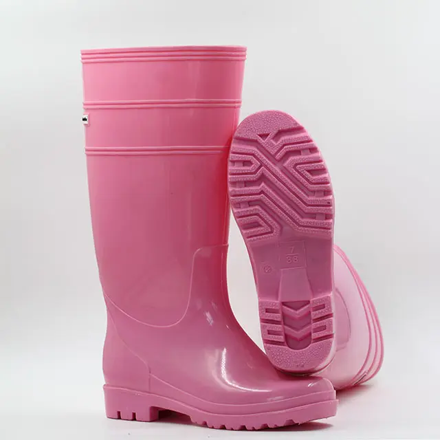 wholesale cheap anti-slip fashion plastic long pvc rain boots gum boots factory waterproof for women