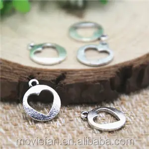 Valentine Love heart Charms Antique Tibetan silver Valentine Love heart Charms pendants 12x15mm