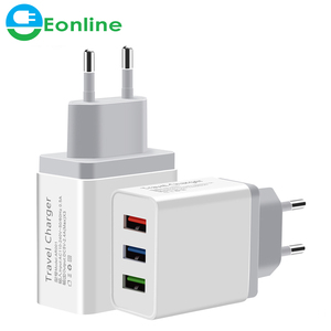 <span class=keywords><strong>Cargador</strong></span> de Viaje Universal de 5V 2.4A con 3 Puertos USB, Adaptador de Pared Portátil con Enchufe Europeo, <span class=keywords><strong>Cargador</strong></span> Inteligente para Teléfono Móvil, para <span class=keywords><strong>iPhone</strong></span> XS Max X, iPad, Tablet - Product Image 1