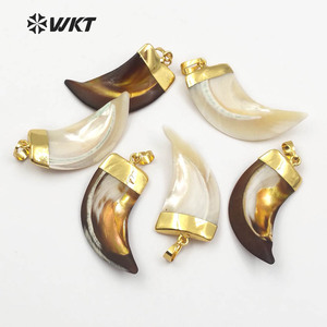 WT-JP073 מעדן תליון לנשים ווג שרשרת עם זהב כתרים יפה פס ב הורן צורת לבן פרחוני צופר פגז תליון