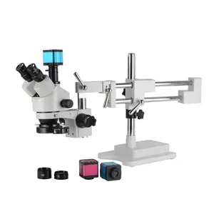 14MP USB dijital Endüstriyel Video Mikroskop Kamera 3.5X-90X Simul-odak Stereo Microscopio dijital Çift Boom Standı Trinoküler