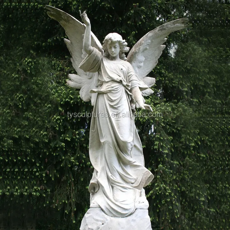 Grande estátua de anjo de pé de pedra de natal, artesanal, mármore, asas, jovem, escultura de anjo