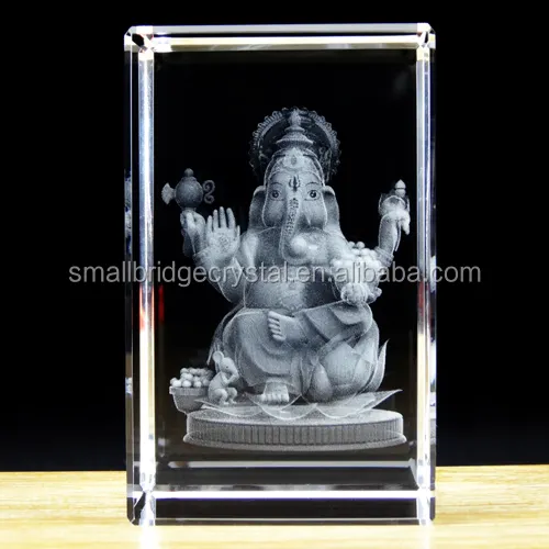 थोक हिन्दू देवी-देवताओं धार्मिक गणेश 3d लेजर क्रिस्टल शिल्प