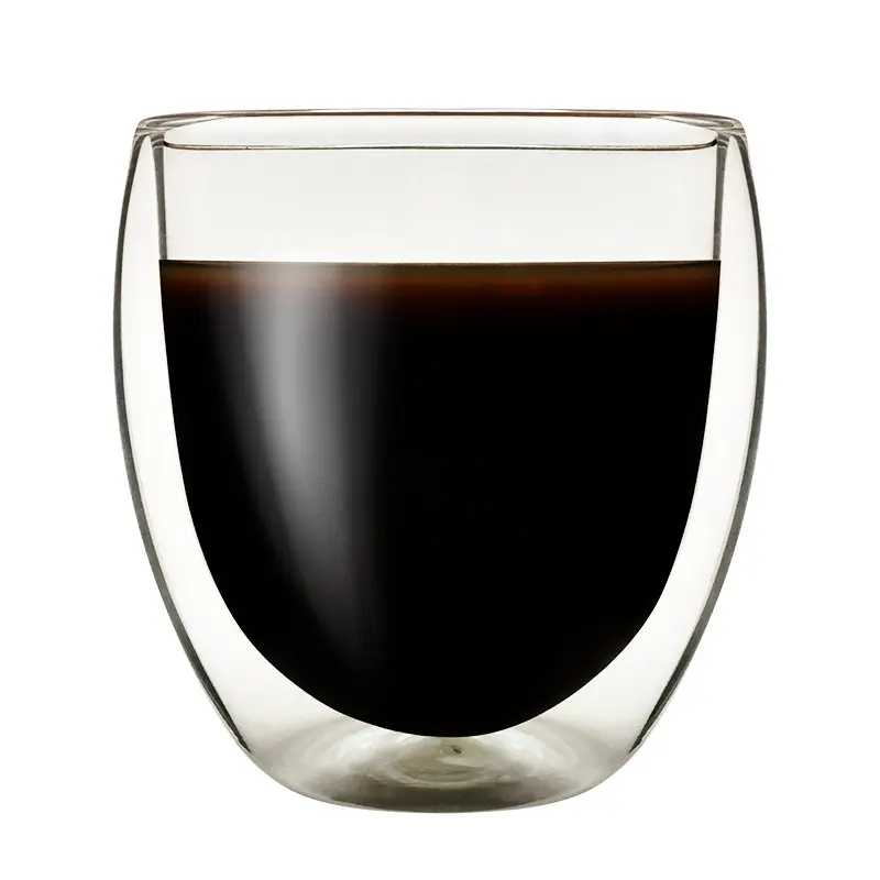 Gelas Minum Kaca Bening Buatan Tangan, Tumbler Dinding Ganda Ukuran Standar 8Oz/250ML, Cangkir Borosilikat, Teh, Espresso