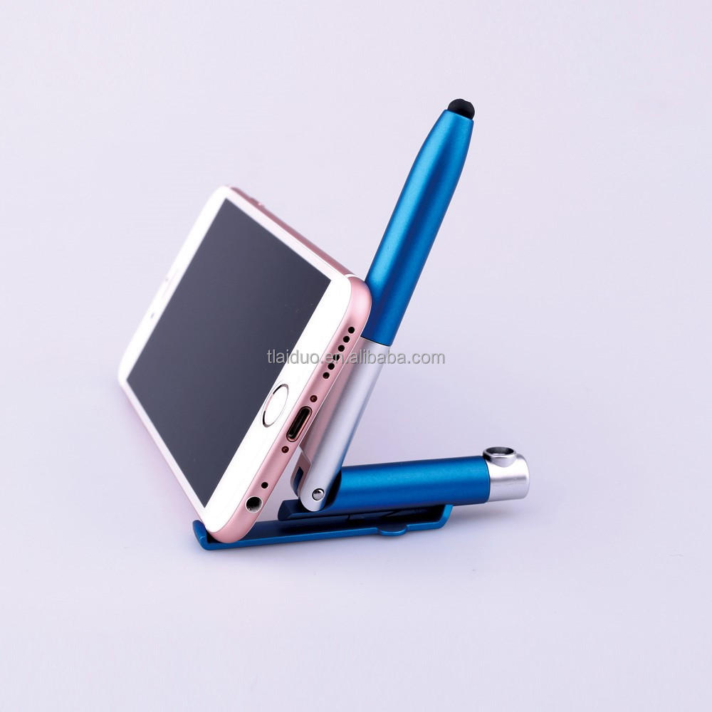 hot-selling best gift 5 in 1 function light pen touch pen with phone holder pen