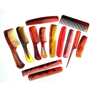 Custom Logo Small Travel Unique design amber hair comb Acetate beard comb