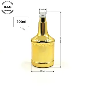 Chai Rượu Thủy Tinh Rỗng 500 Ml Phủ Vàng Óng Ánh