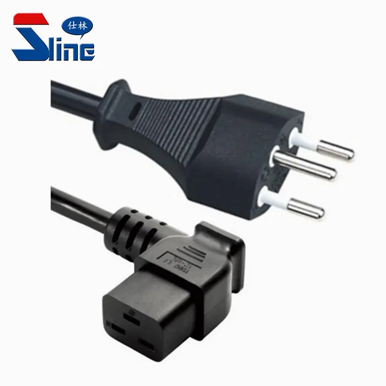 Swiss T12 power cord plug to right angled IEC 320 C19 female Switzerland mains cable with SEV certification 10A 250V