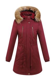 Vente en gros de manteaux d'hiver de bonne qualité, <span class=keywords><strong>parka</strong></span> rembourrée bon marché <span class=keywords><strong>imperméable</strong></span> à la taille élastique <span class=keywords><strong>avec</strong></span> bordure en fourrure de nylon/polyester pour femmes - Product Image 1