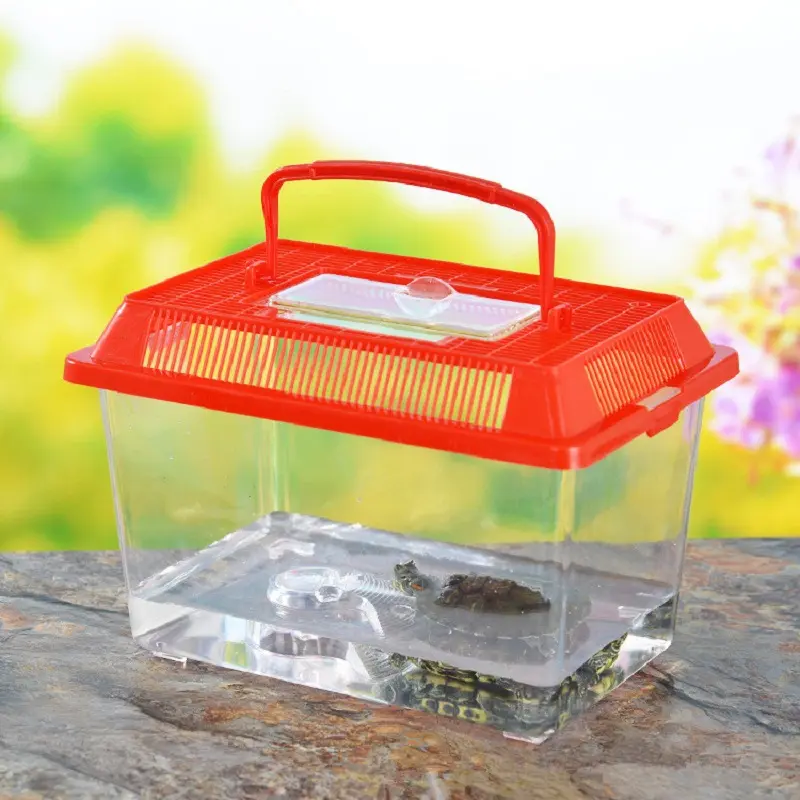 Пластиковый аквариум, коробка для черепахи, прозрачная портативная клетка-краб