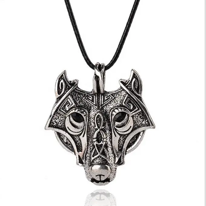 Promotion HipHop Zubehör Anhänger Viking Wolf Halsketten Hot Metal Jede Wolf Halskette auf Opp Tasche 20 Stück Wolf Halskette Legierung